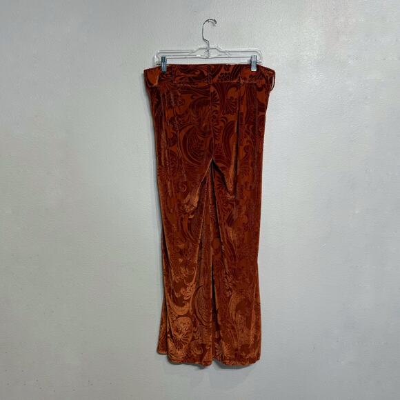 Urban Outfitters Orange Velvet Paisley Flare Pants Sz 6 - Picture 9 of 12